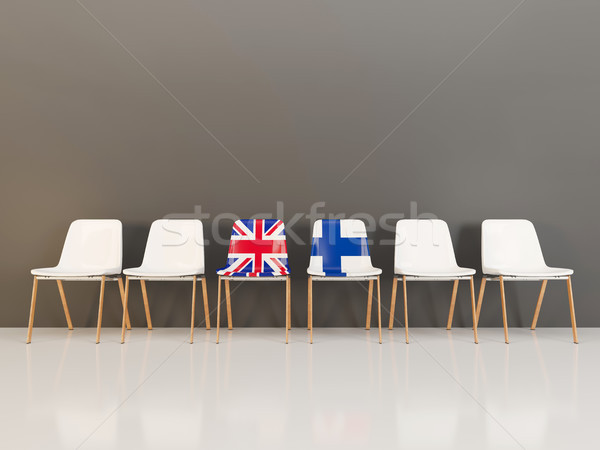 [[stock_photo]]: Chaises · pavillon · Royaume-Uni · Finlande · rangée · 3d · illustration