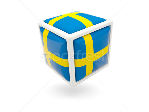 Flag of sweden. Cube icon Stock photo © MikhailMishchenko