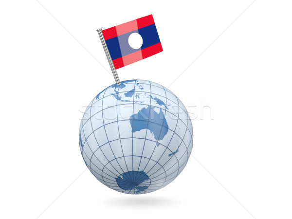 Földgömb zászló Laosz kék izolált fehér Stock fotó © MikhailMishchenko