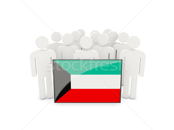 Foto stock: Personas · bandera · Kuwait · aislado · blanco · multitud