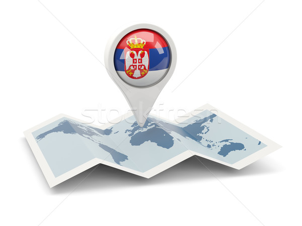 Foto stock: Pin · bandera · Serbia · mapa · viaje · blanco