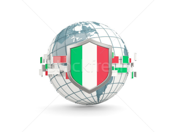 Zdjęcia stock: świecie · tarcza · banderą · Włochy · odizolowany · biały