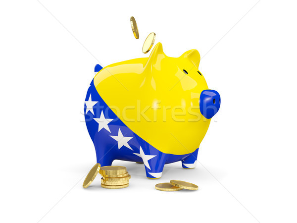 Fat piggy bank with fag of bosnia and herzegovina Stock photo © MikhailMishchenko