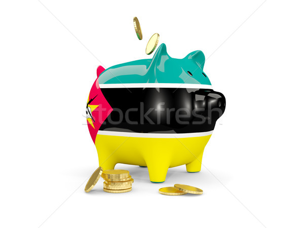 Fat piggy bank with fag of mozambique Stock photo © MikhailMishchenko