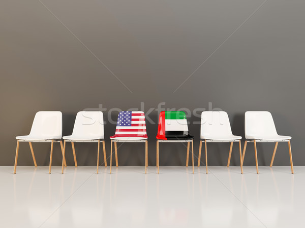 Stockfoto: Stoelen · vlag · USA · Verenigde · Arabische · Emiraten · rij · 3d · illustration