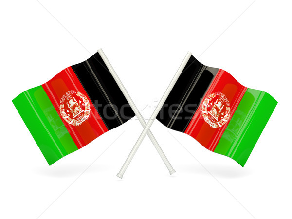 Foto stock: Bandeira · Afeganistão · dois · ondulado · bandeiras · isolado
