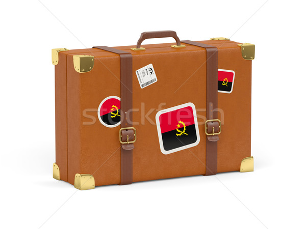 Bőrönd zászló Angola utazás izolált fehér Stock fotó © MikhailMishchenko