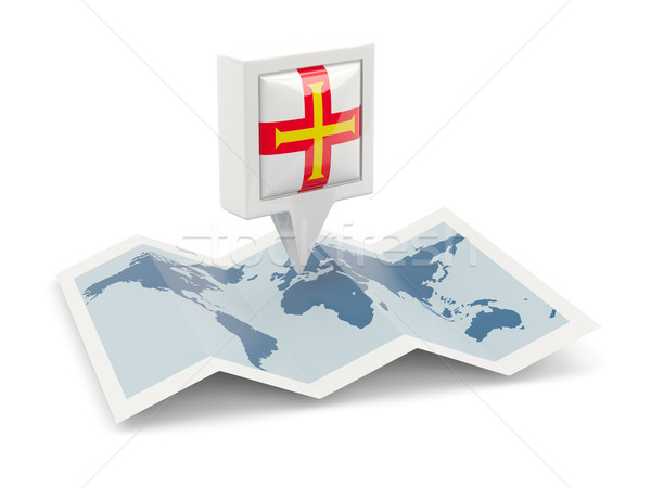 Square pin with flag of guernsey on the map Stock photo © MikhailMishchenko