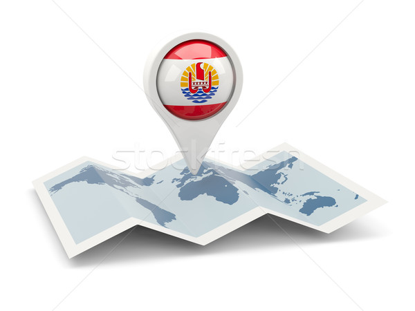 Foto stock: Pin · bandera · francés · polinesia · mapa · viaje