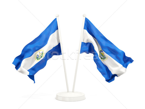 Doua steaguri El Salvador izolat alb Imagine de stoc © MikhailMishchenko