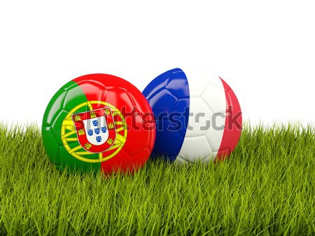 Zdjęcia stock: Piłka · nożna · banderą · francuski · polinezja · zielona · trawa · piłka · nożna