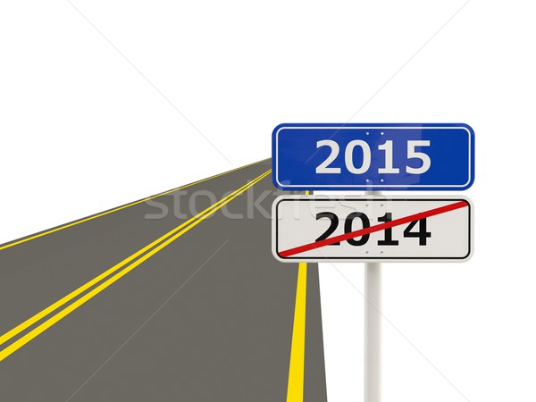 2015 nieuwjaar verkeersbord geïsoleerd witte teken Stockfoto © MikhailMishchenko