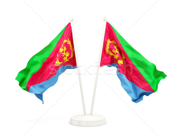 Doua steaguri Eritreea izolat alb Imagine de stoc © MikhailMishchenko