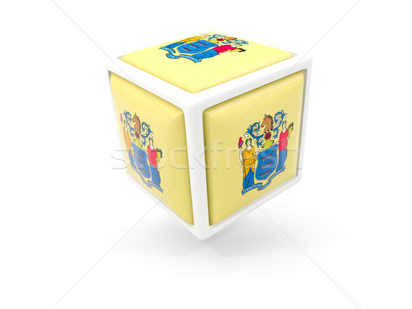 Stock photo: new jersey state flag in cube icon. United states local flags