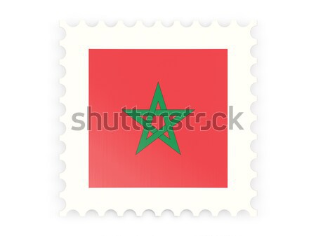 Foto stock: Praça · adesivo · bandeira · Marrocos · isolado · branco