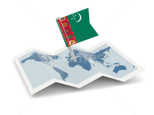 Harita bayrak Türkmenistan yalıtılmış beyaz Stok fotoğraf © MikhailMishchenko