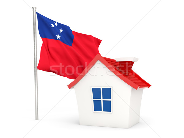Huis vlag Samoa geïsoleerd witte home Stockfoto © MikhailMishchenko