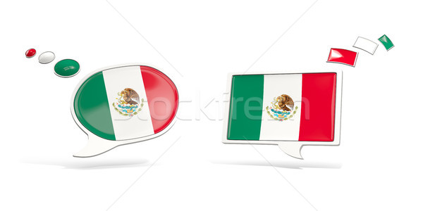 два чате иконки флаг Мексика квадратный Сток-фото © MikhailMishchenko