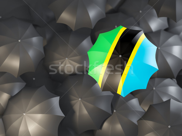 Paraplu vlag Tanzania top zwarte parasols Stockfoto © MikhailMishchenko