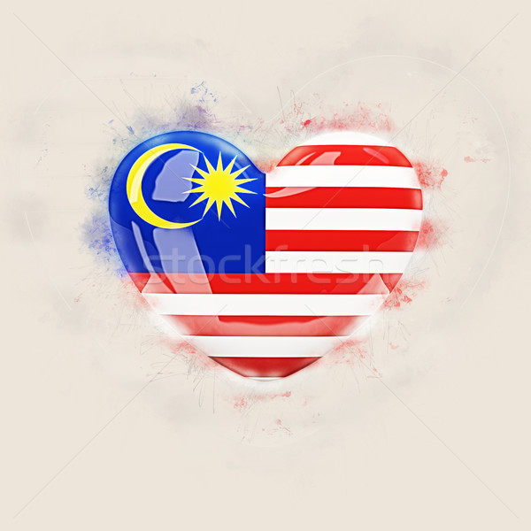 Hart vlag Maleisië grunge 3d illustration reizen Stockfoto © MikhailMishchenko
