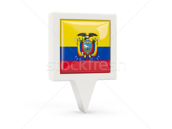 Stockfoto: Vierkante · vlag · icon · Ecuador · geïsoleerd · witte