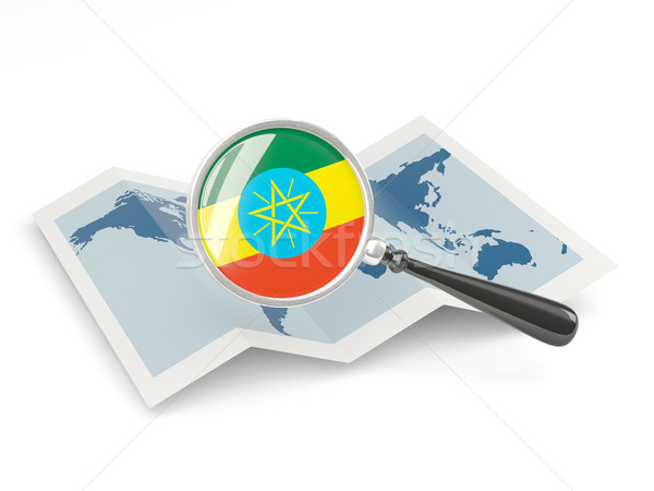 Bandeira Etiópia mapa branco Foto stock © MikhailMishchenko