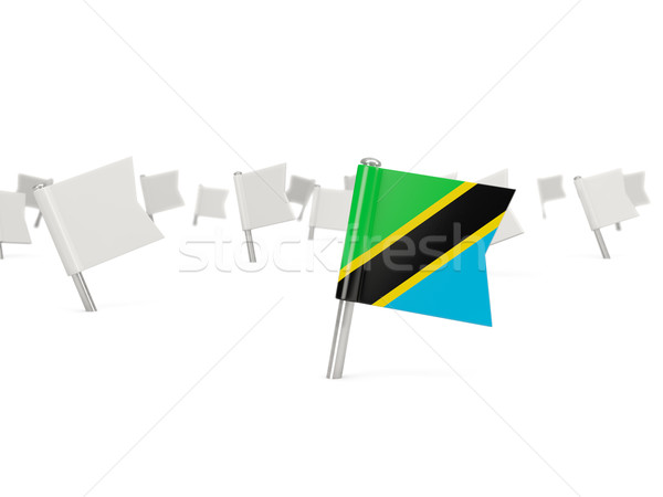 Square pin with flag of tanzania Stock photo © MikhailMishchenko