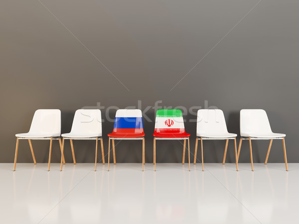 Chairs with flag of Russia and iran Stock photo © MikhailMishchenko