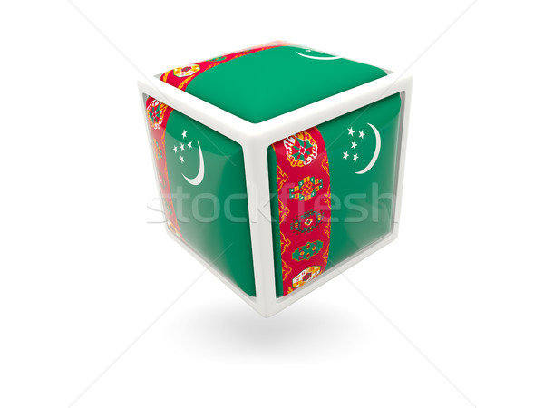 Stockfoto: Vlag · Turkmenistan · kubus · icon · geïsoleerd · witte