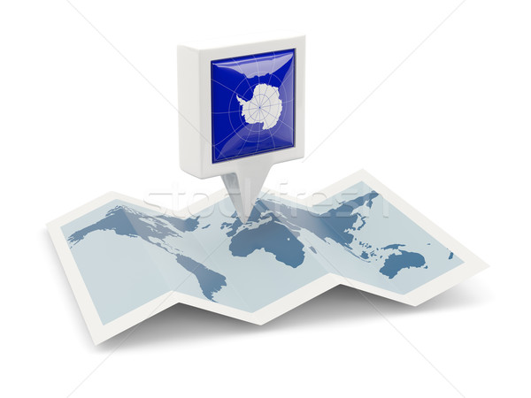 Square pin with flag of antarctica on the map Stock photo © MikhailMishchenko