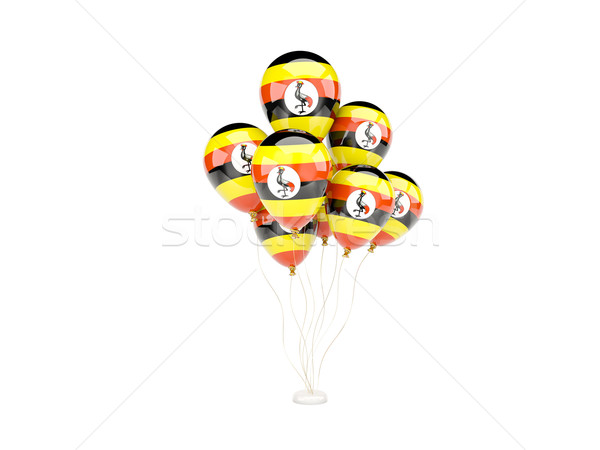 Zdjęcia stock: Pływające · balony · banderą · Uganda · odizolowany · biały