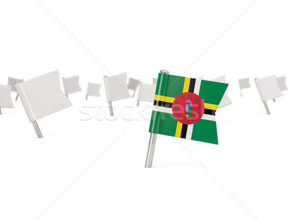 Foto stock: Praça · pin · bandeira · Dominica · isolado · branco