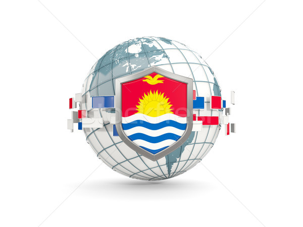 Globo escudo bandeira Kiribati isolado branco Foto stock © MikhailMishchenko
