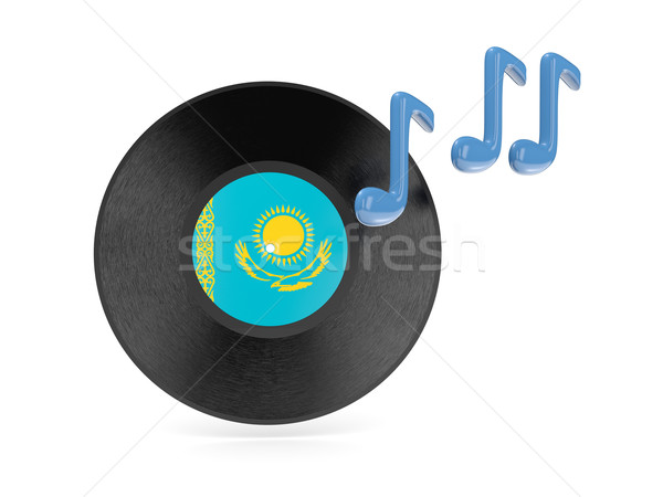 Vinyle disque pavillon Kazakhstan isolé blanche [[stock_photo]] © MikhailMishchenko