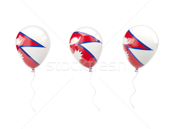 Powietrza balony banderą Nepal odizolowany biały Zdjęcia stock © MikhailMishchenko