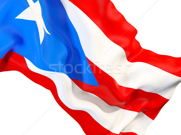 Bandera Puerto Rico Primer Plano 3d Viaje Foto Stock