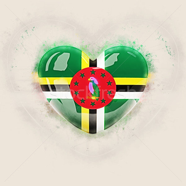 Coração bandeira Dominica grunge ilustração 3d amor Foto stock © MikhailMishchenko