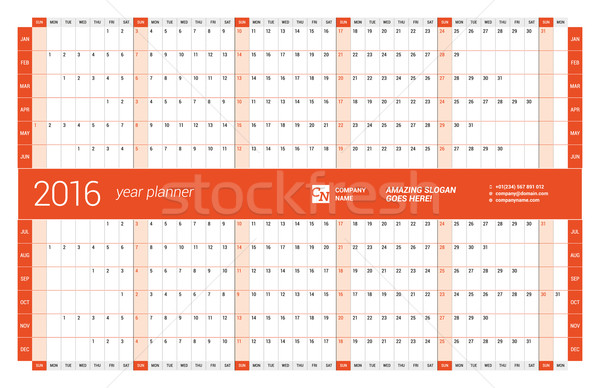 Rood kalender ontwerper 2016 jaar vector Stockfoto © mikhailmorosin