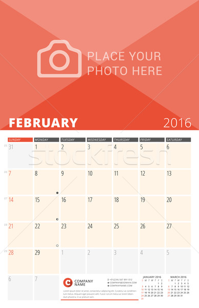 Wand Kalender Planer 2016 Jahr Vektor Stock foto © mikhailmorosin