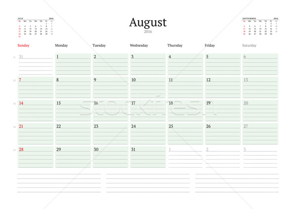 Monatlich Kalender Planer 2016 Vektor Design Stock foto © mikhailmorosin