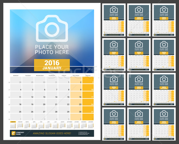 牆 每月一次 日曆 2016 年 向量 商業照片 © mikhailmorosin