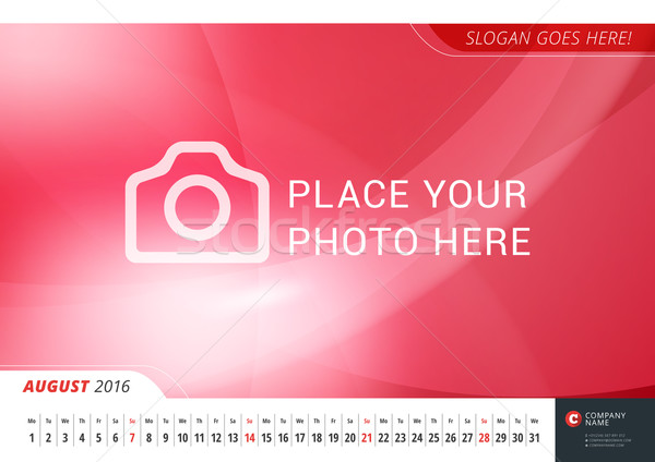 Wall Monthly Line Calendar for 2016 Year. Mpdern Vector Design Print Template with Abstract Backgrou Stock photo © mikhailmorosin