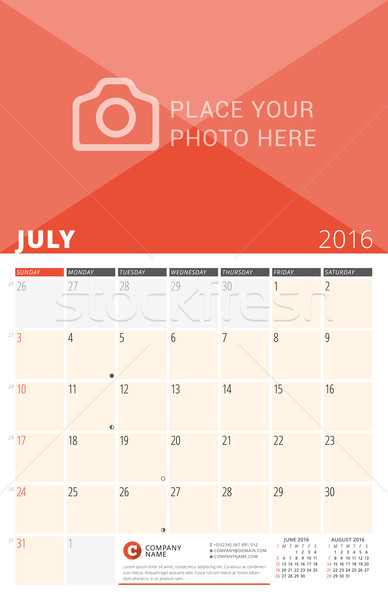 Wand Kalender Planer 2016 Jahr Vektor Stock foto © mikhailmorosin