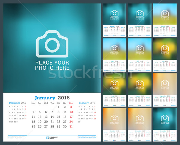 Wand monatlich Kalender Planer 2016 Jahr Stock foto © mikhailmorosin