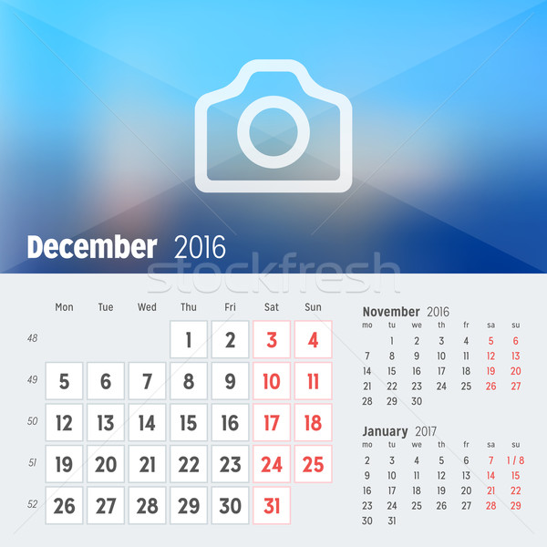 December 2016 bureau kalender jaar vector Stockfoto © mikhailmorosin