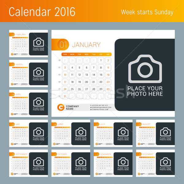 столе календаря 2016 год вектора дизайна Сток-фото © mikhailmorosin