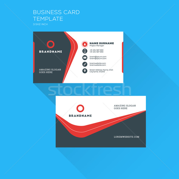 Corporate Business Card Print Template. Personal Visiting Card with company Logo. Clean Flat Design. Stock photo © mikhailmorosin
