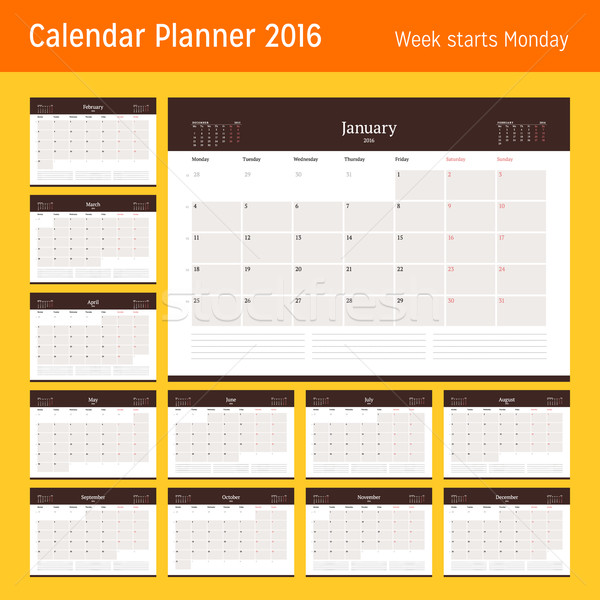 Zdjęcia stock: Miesięcznie · kalendarza · 2016 · rok · wektora
