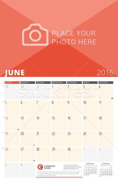 Wand Kalender Planer 2016 Jahr Vektor Stock foto © mikhailmorosin