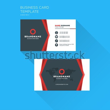 Corporate Business Card Print Template. Personal Visiting Card with company Logo. Clean Flat Design. Stock photo © mikhailmorosin